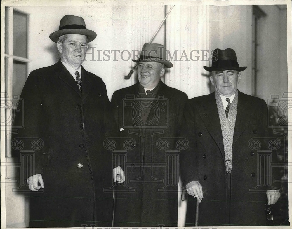 1937 Press Photo Rep James Buchanan, Speaker Wm Bankhead,Rep Sam Rayburn