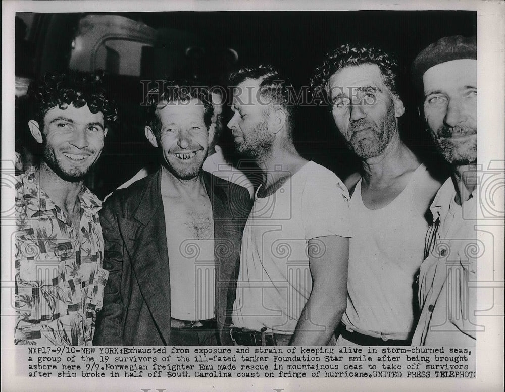 1952 Press Photo Survivors of "Foundation Star" in NYC - nea35769