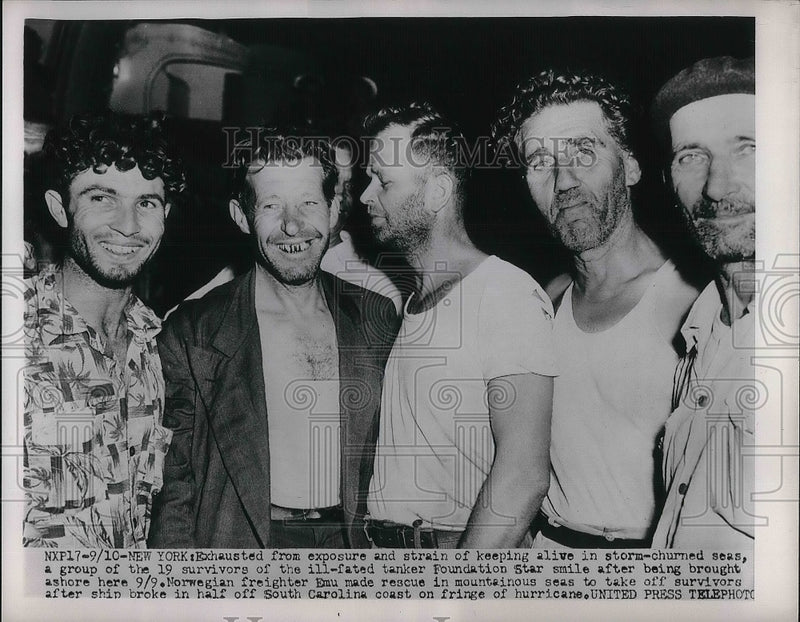 Load image into Gallery viewer, 1952 Press Photo Survivors of "Foundation Star" in NYC - nea35769
