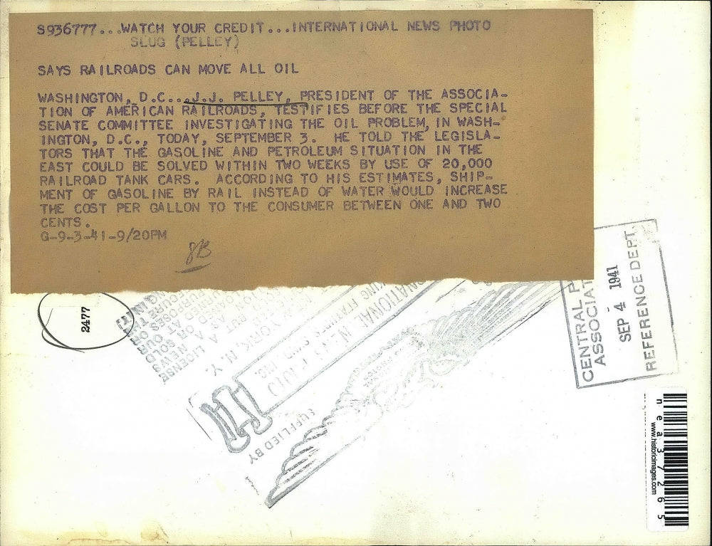 1941 Press Photo J.J. Pelley, Pres of American RR Assn - nea37265