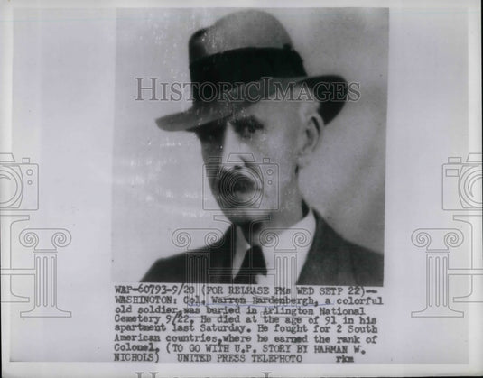 1954 Press Photo Colonel Warren Hardenbergh Buried, Arlington National Cemetery- Historic Images