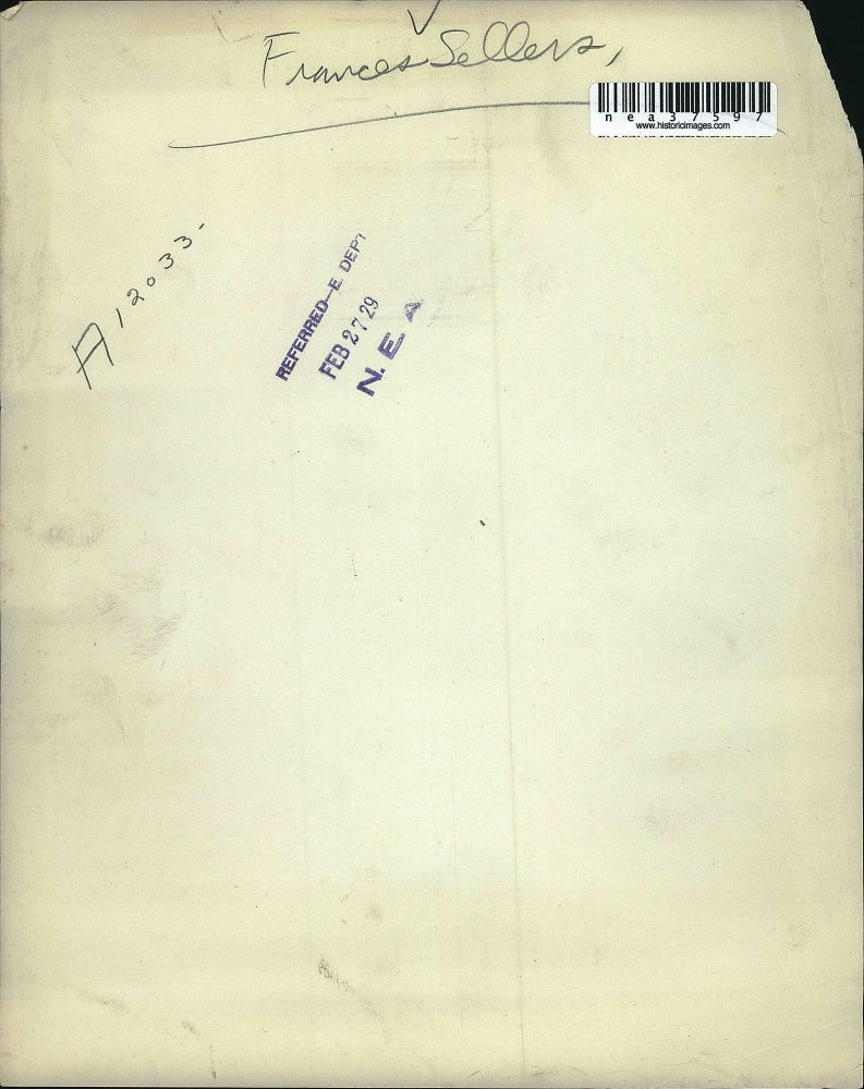 1929 Press Photo Frances Sellers - nea37597