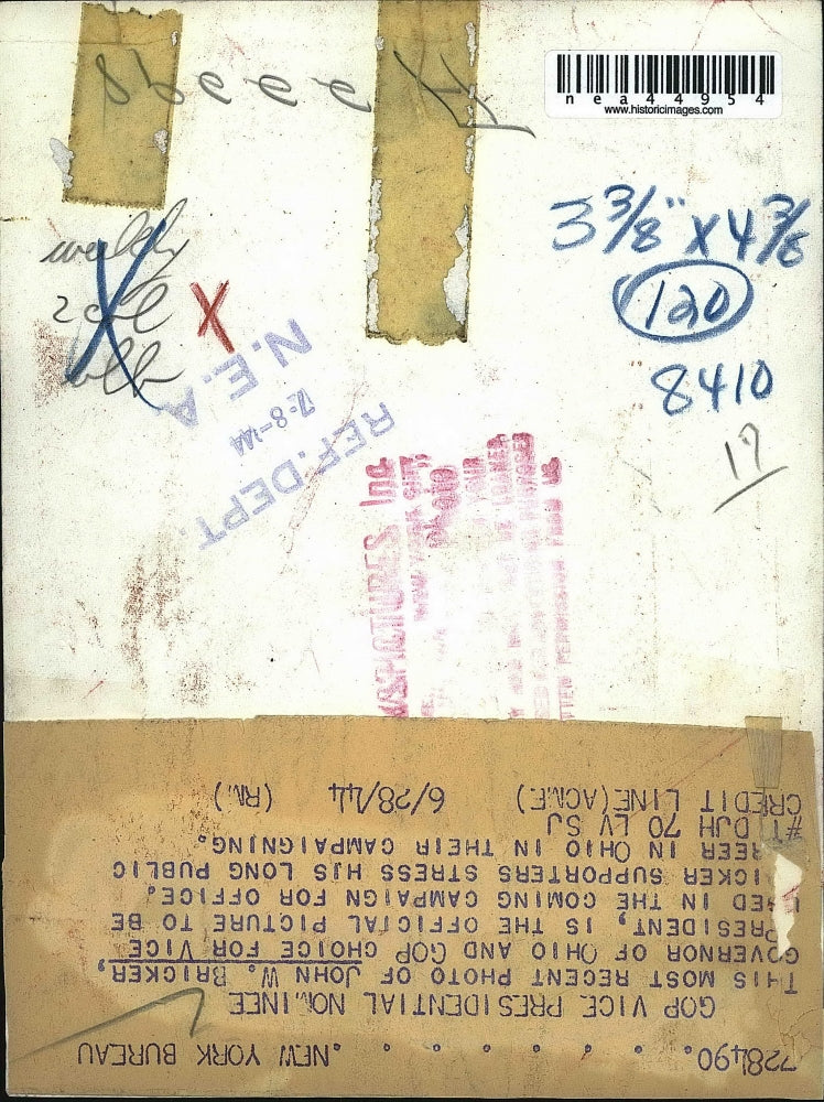 1944 Press Photo John W. Bricker Governor Ohio - nea44954