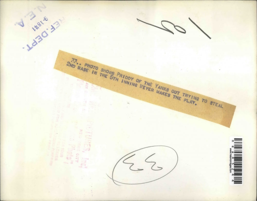 1941 Press Photo New York yankees Priddy baseball Player