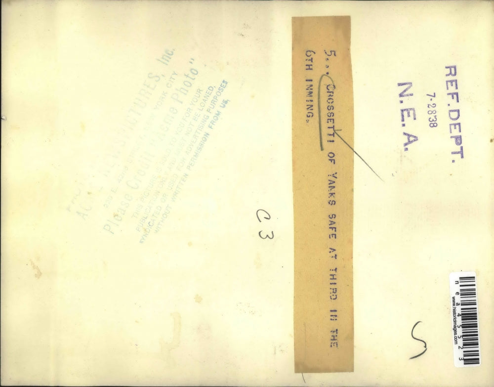 1938 Press Photo New York Yankees Shortstop Frank Crossetti During Game