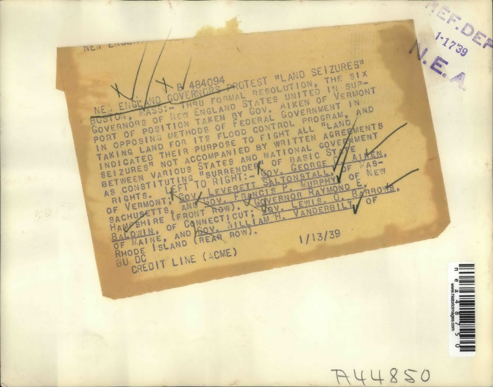 1939 Press Photo New England Govs.GD Aiken,L Saltonstall,FP Murphy,RE Baldwin