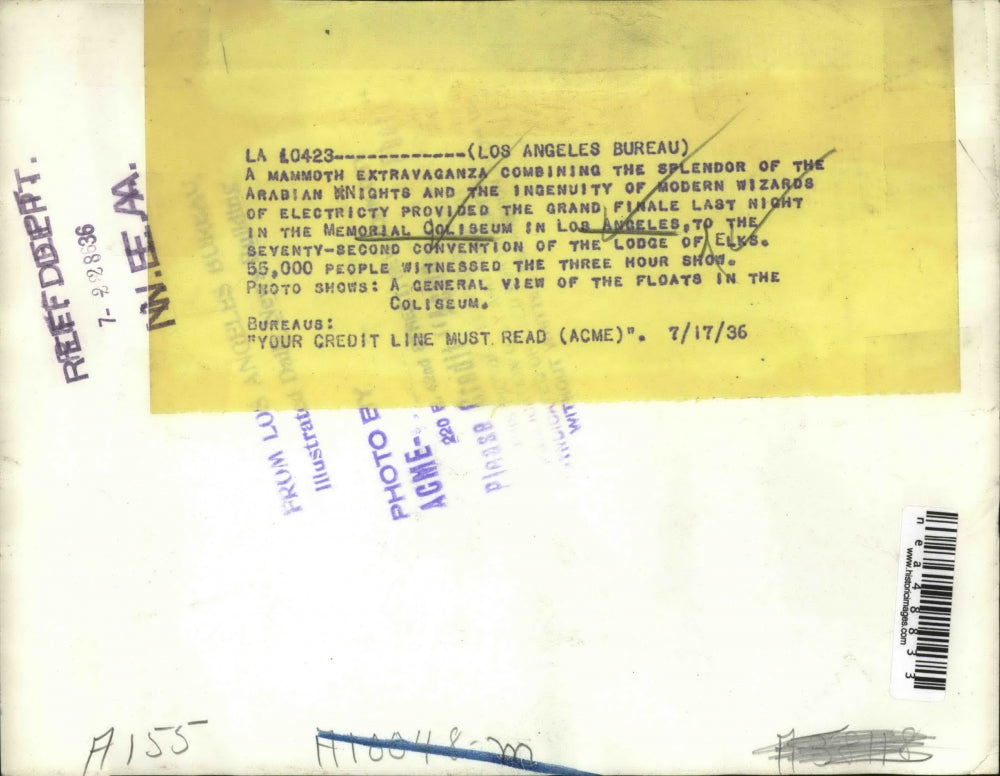 1936 Press Photo L.A., Calif. Coliseum for Els Lodge Convention