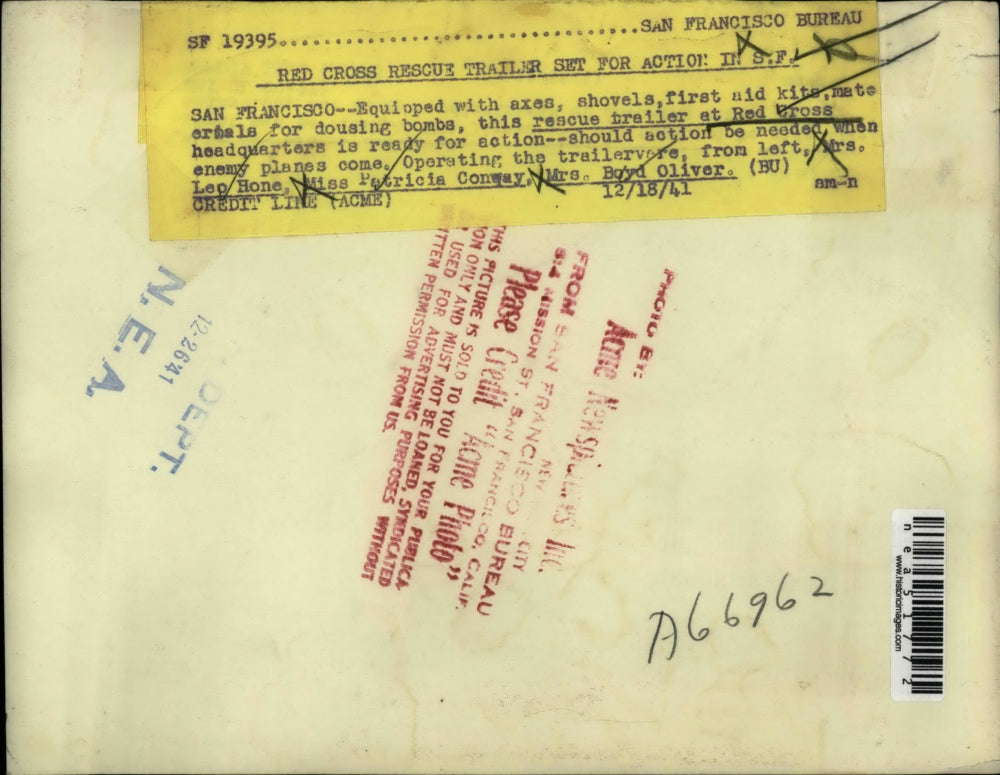 1941 Press Photo Rescue trailer for Red Cross.. Hone, Conway,Oliver