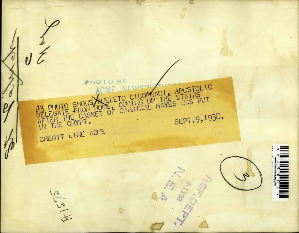 1938 Press Photo Ameleto Cicopenani apastolic delegate from Rome