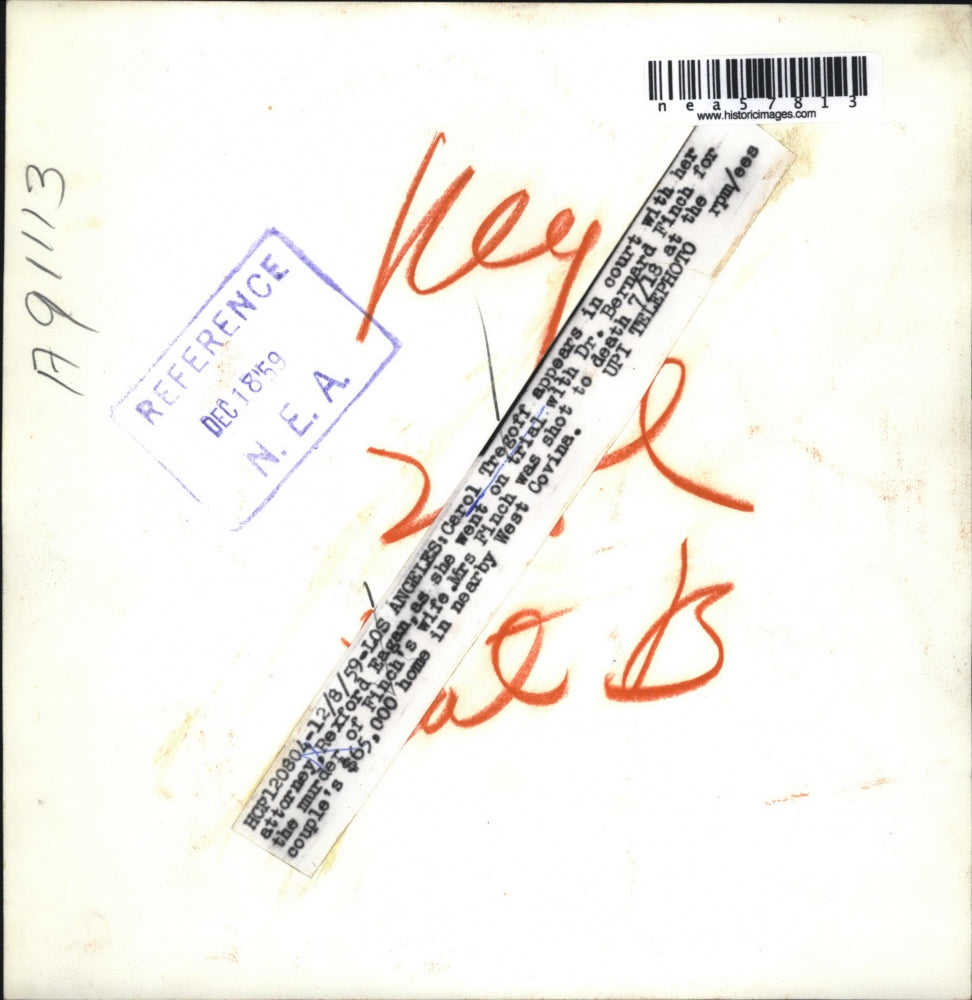 1959 Press Photo Carol Tregoff, Attorney Rexford Eagan, Trial for Murder