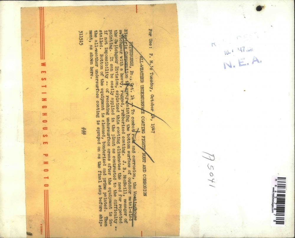 1947 Press Photo All-Weather Undersurface Coating at Westinghouse Electric Corp.