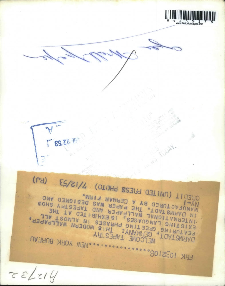 1953 Press Photo Wallpaper With Greeting Phrases in Different Language