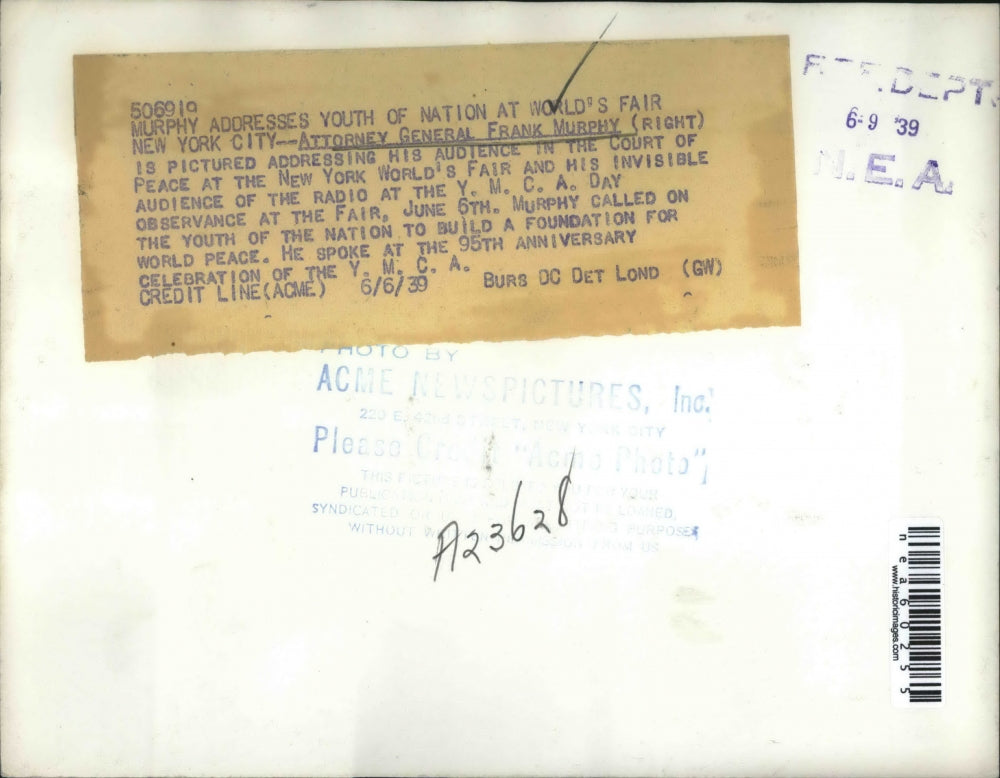 1939 Press Photo Attorney General Frank Murphy Addressing Audience In Court