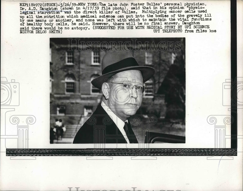 Load image into Gallery viewer, 1959 Press Photo Dr. A.D. Daughton, Personal Physician Late John Foster Dulles
