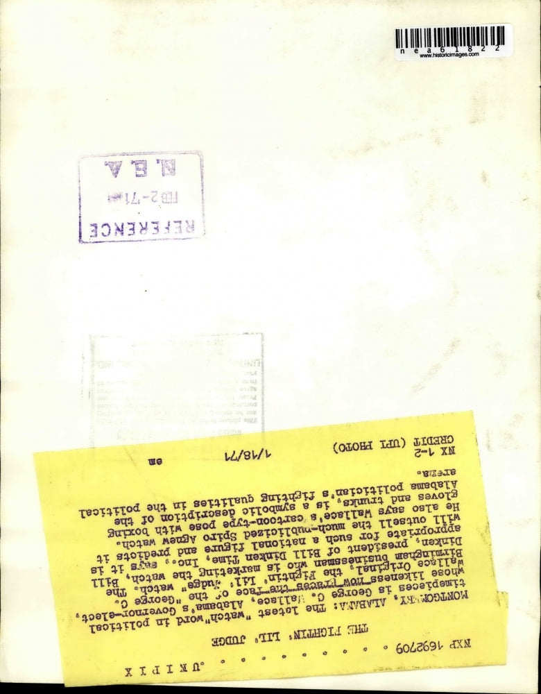 1971 Press Photo George Wallace Time Peice - nea61822