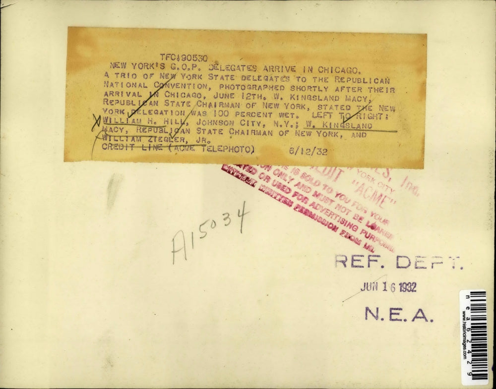 1932 Press Photo New York Republican Delegates Arrive at Convention - nea62429