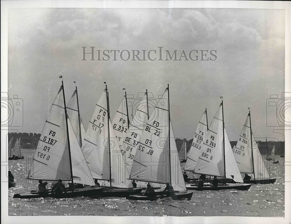 1961 Press Photo Boats Compete in Kiel Regatta Week off West Germany- Historic Images