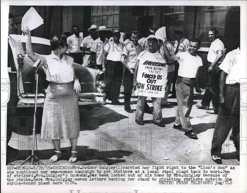 Load image into Gallery viewer, 1955 Press Photo Esther Quigley Campaigns To Get Strikers To Go Back To Work
