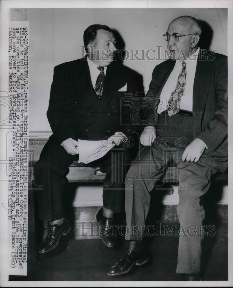 1950 Press Photo Michael DiSalle & Rep. Brent Spence of House Banking Comm.
