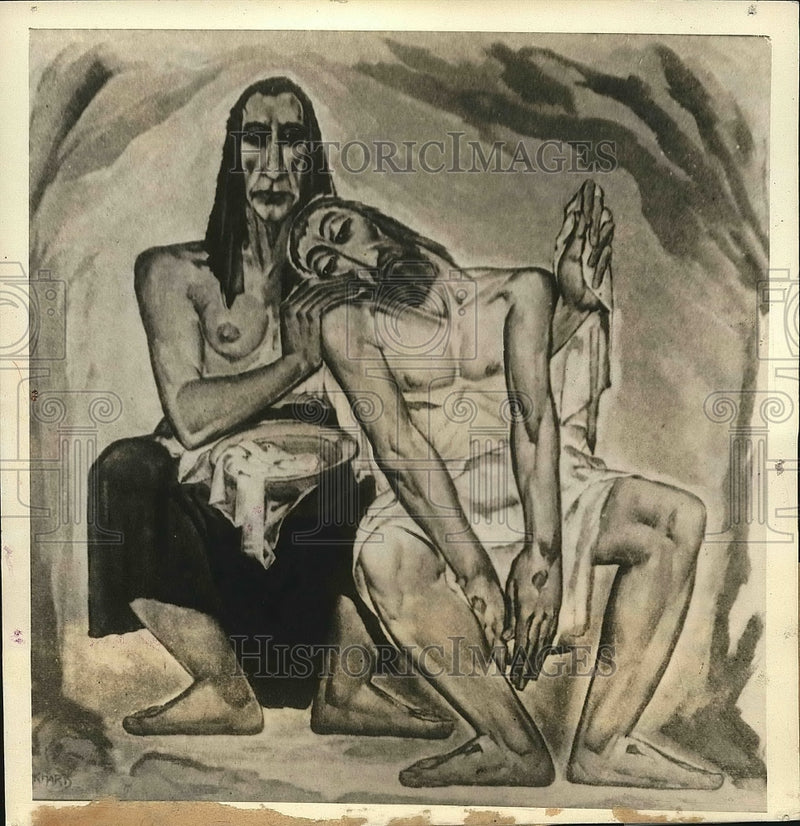 Load image into Gallery viewer, 1933 Press Photo Painting titled "Mater Dolorosa" by Henri Durkhardt
