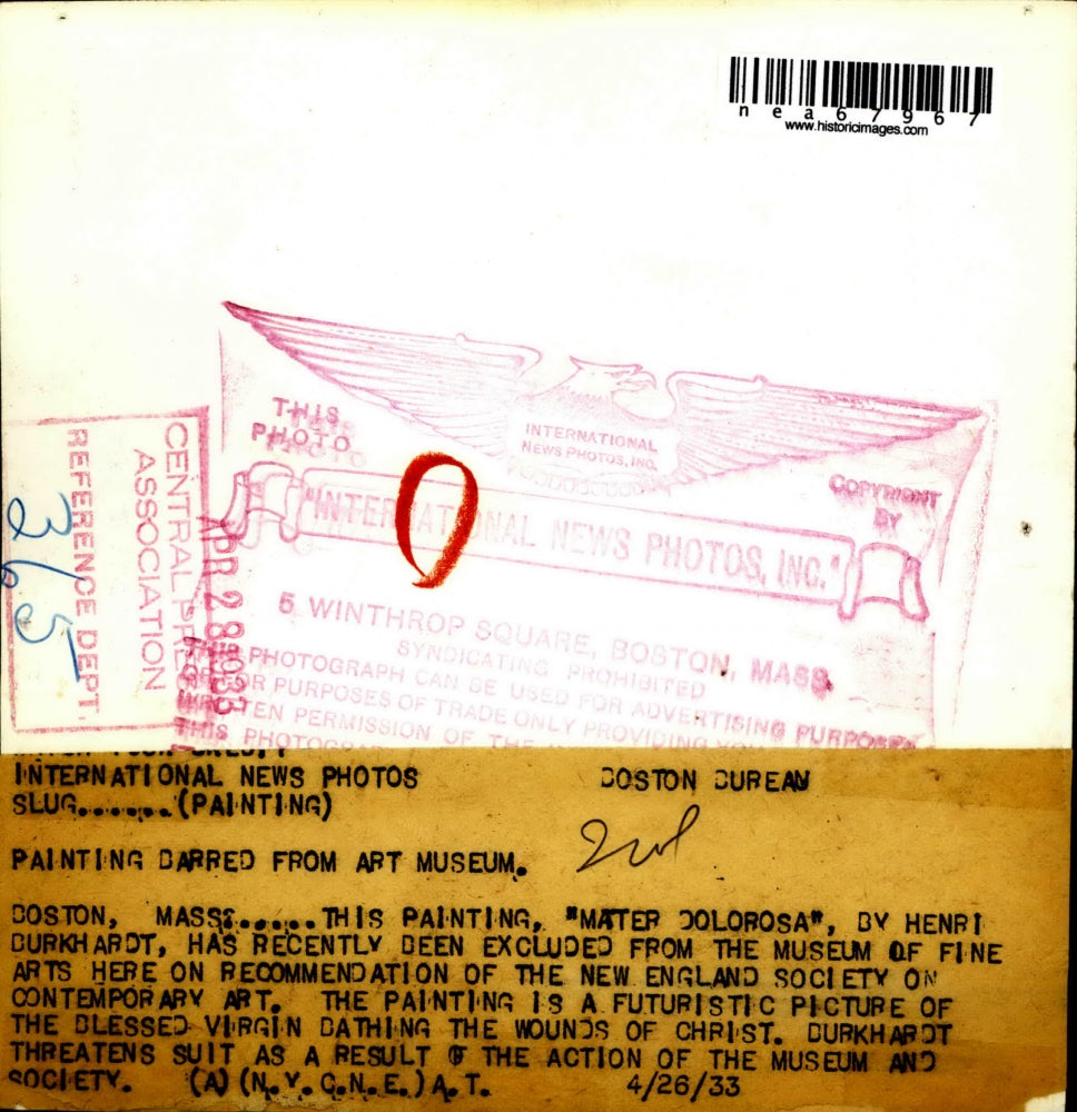 1933 Press Photo Painting titled "Mater Dolorosa" by Henri Durkhardt