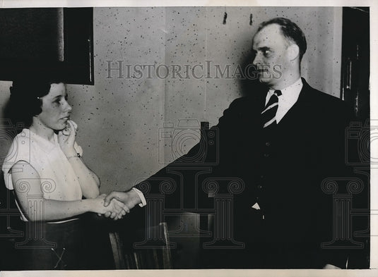 1937 Press Photo Ernest Mattice Freed by Margaret Cyckosz Identification Error
