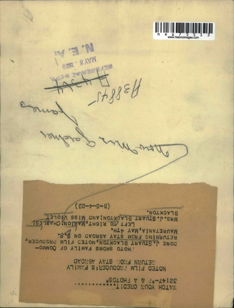 1928 Press Photo Dore J Stuart Blackton Violet Film Producers Returning States