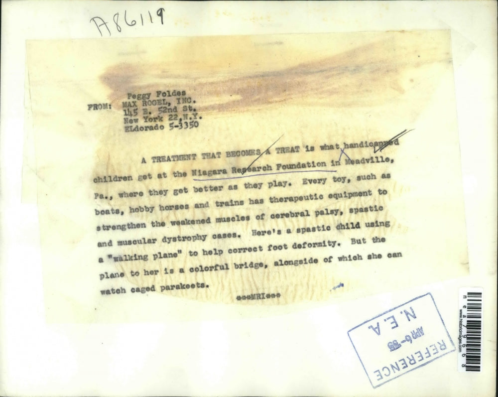 1955 Press Photo Niagara Research Foundation for handicapped children