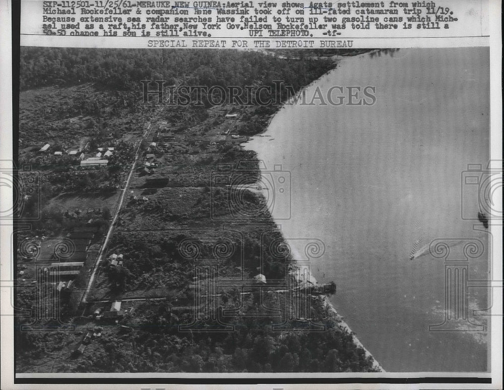 1961 Press Photo New Guinea Aierial View of Agats Settlement