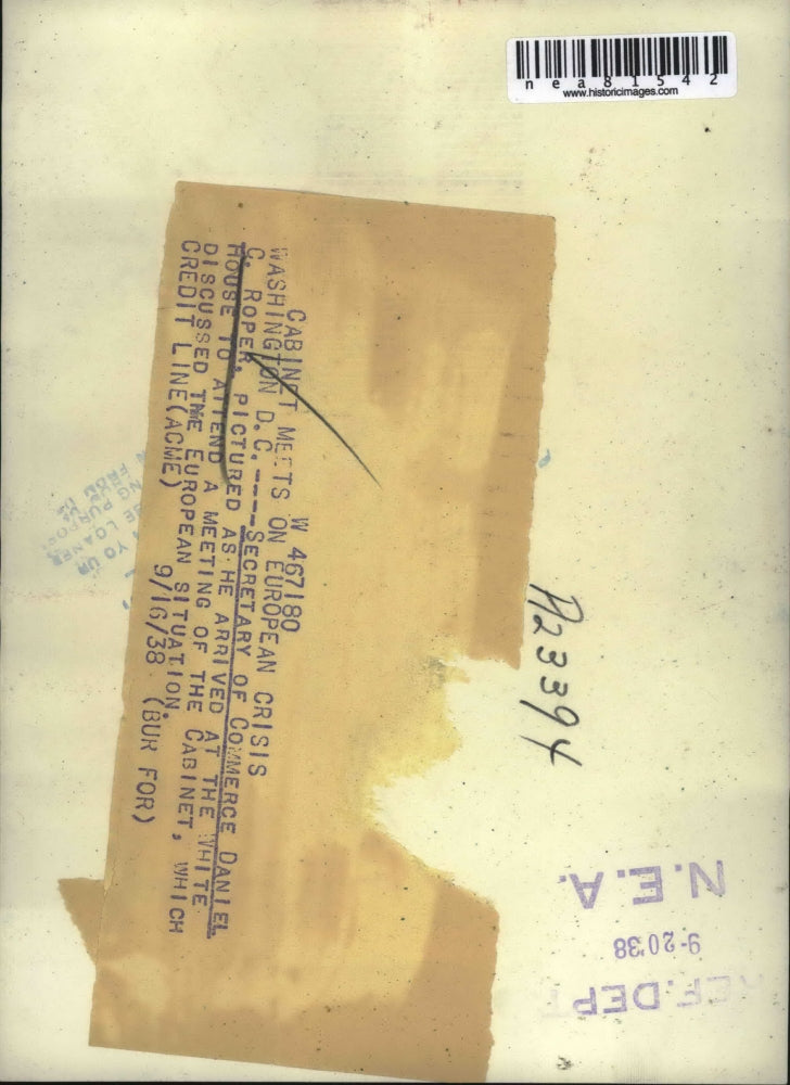 1938 Press Photo Secretary Of Commerce Daniel C. Roper Arriving At White House