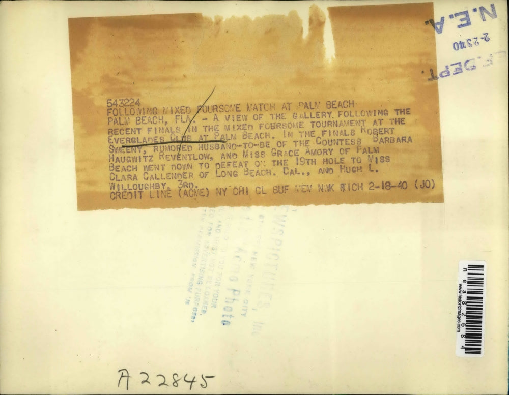 1940 Press Photo gallery following gol finals tourn. Everglades Club, Palm Beach