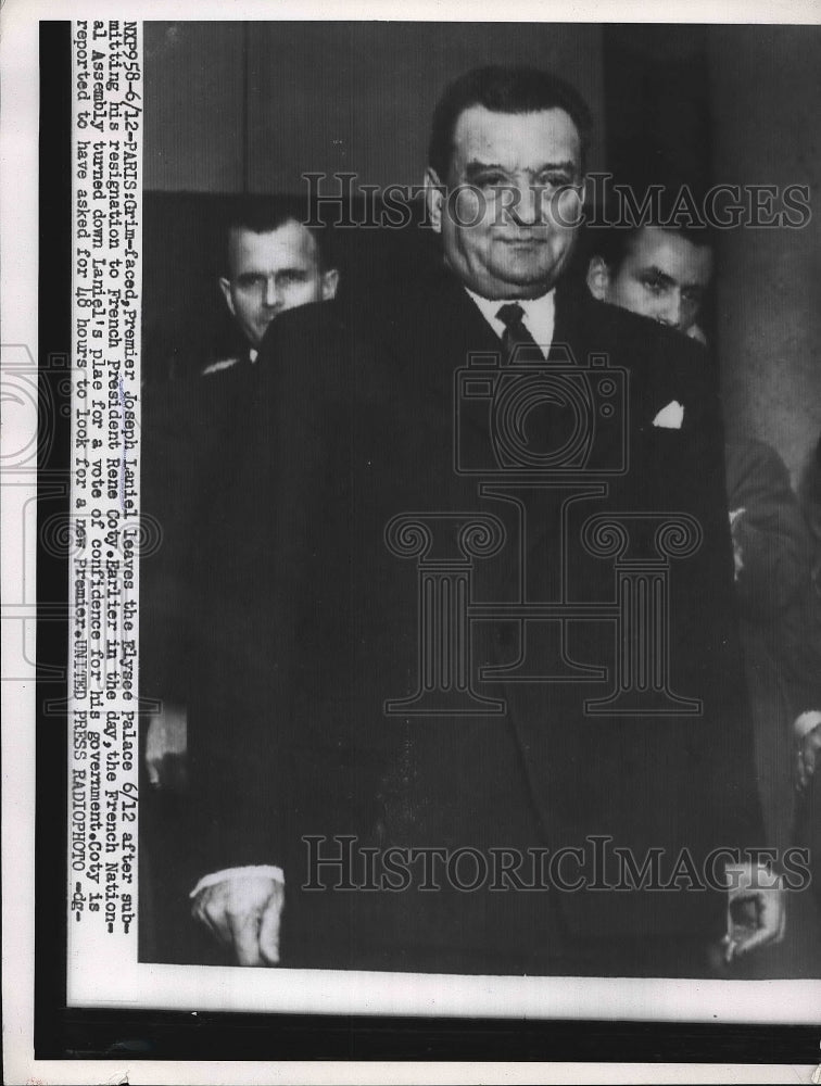 Press Photo French Premier Joseph Laniel After Submitting Resignation- Historic Images