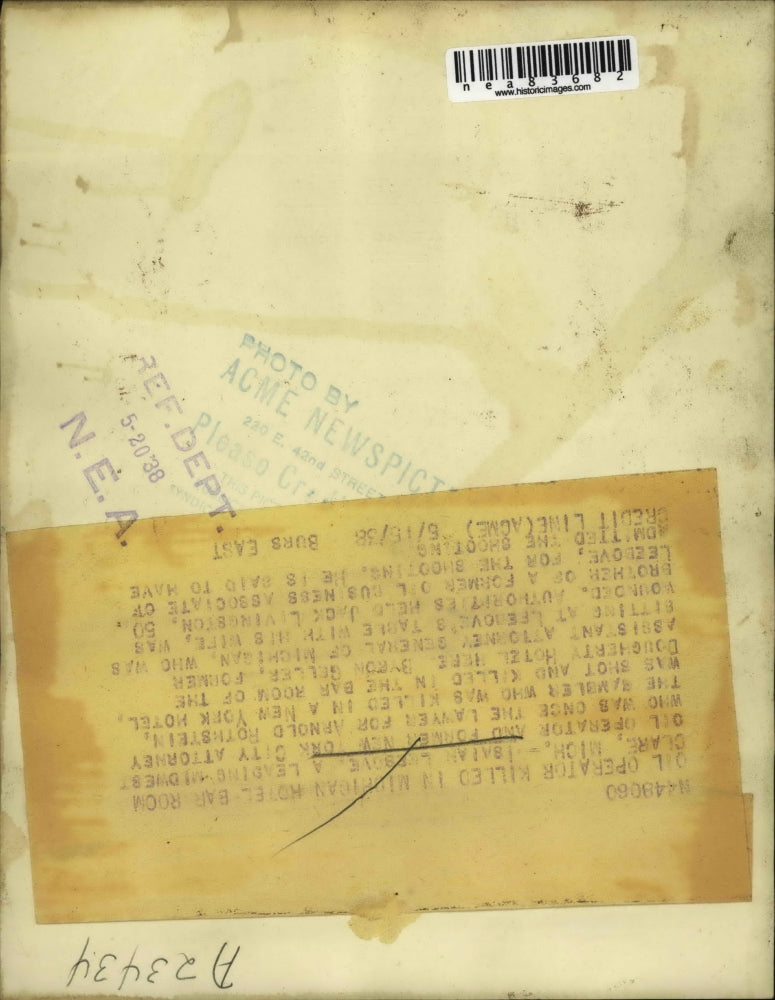 1938 Press Photo Isaiah Lwesove Killed in Bar Room