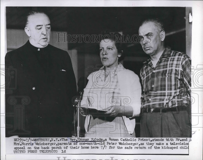 Load image into Gallery viewer, 1956 Press Photo Rev. Thomas Code, Morris Weinberger, Peter Weinberger Kidnaped
