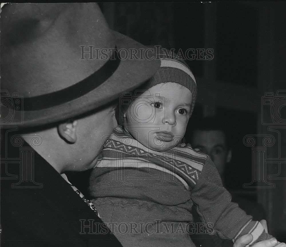 1951 Press Photo Mrs. John J. McCloy & Ten Month Old Son Leaving Airport