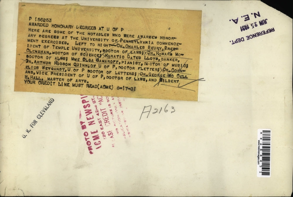 1931 Press Photo Dr. Charles Beury, Dr. Howard McClenahan, Dr. Horatio Lloys