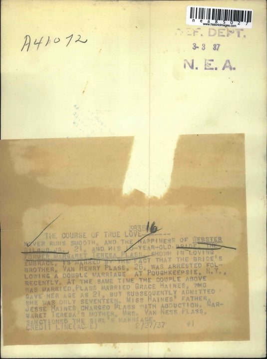 1937 Press Photo Webster Wilbur Jr. & Bride Margaret Teresa Plass After Wedding