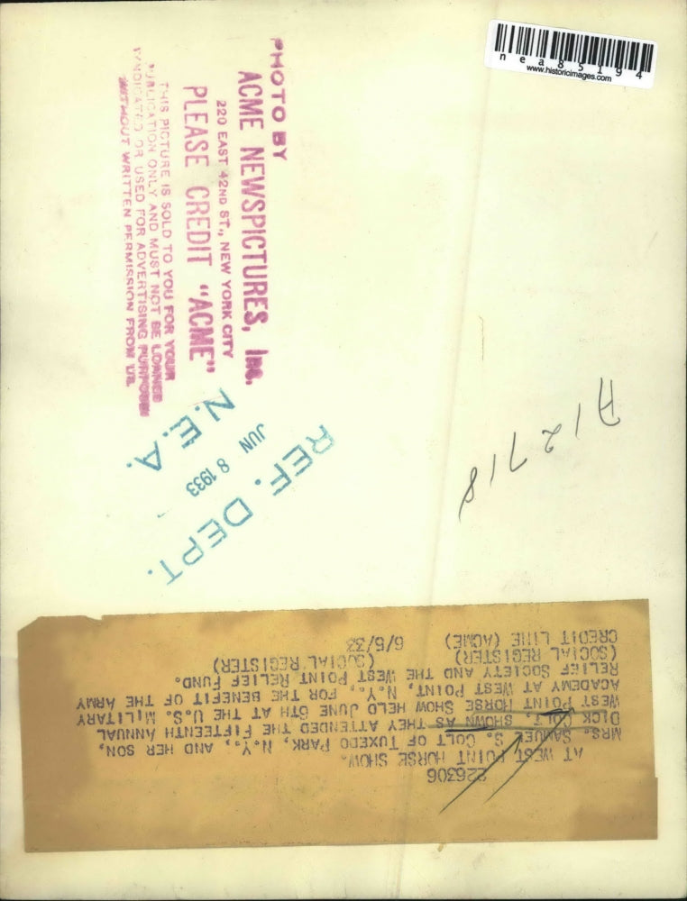 1933 Press Photo Mrs. Samuel S. Colt with Son Dick Colt at West Point Horse Show