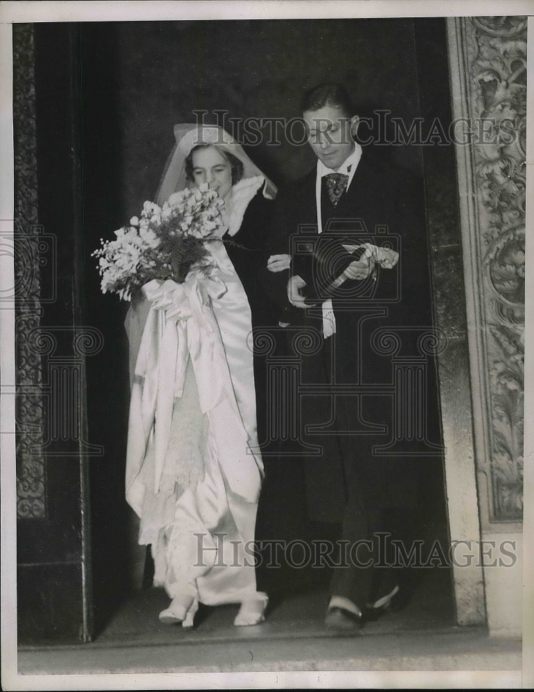 1938 Press Photo Mr. &amp; Mrs. Theodore Haurchka after their wedding- Historic Images