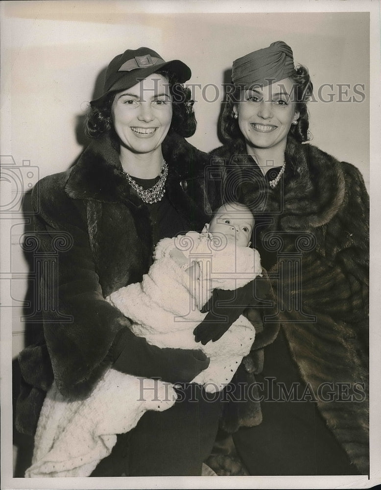 1939 Press Photo Mrs Randall Plunkett her son Edward and Mrs Aimee Lopes- Historic Images