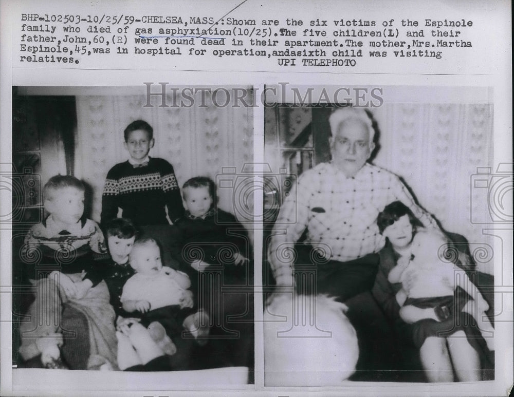 1959 Press Photo 5 Children, father John, died of Gas Asphyxiation- Historic Images