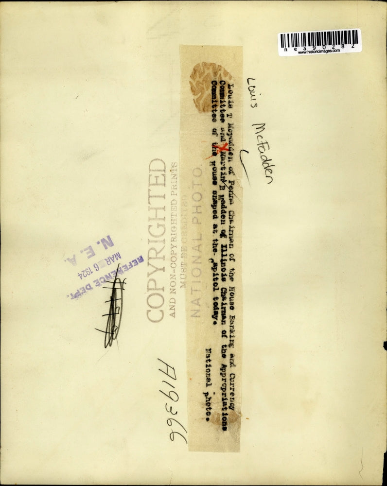 1924 Press Photo Louis T. Moradden, chairman House banking, Martin Madden