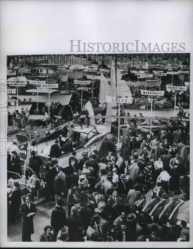 Load image into Gallery viewer, 1956 Press Photo Crowds at Motor Boat Show in New York - nea95195
