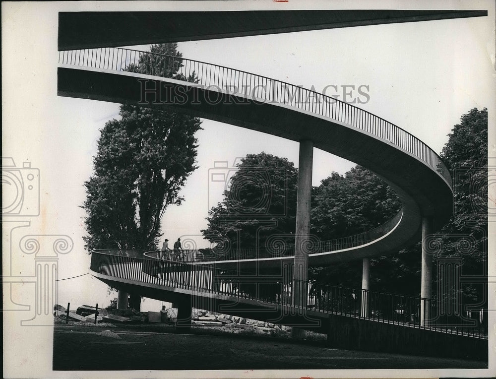 1960 Press Photo Circular Ramp Built For Cyclists & Pedestrians In Germany