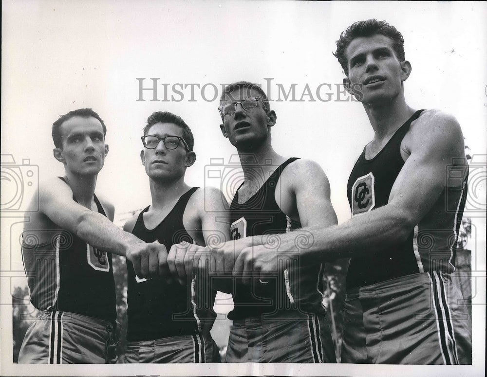 1957 Press Photo Natl Collegiagate track, D Reissbord, T White,T Hadly,L Wray