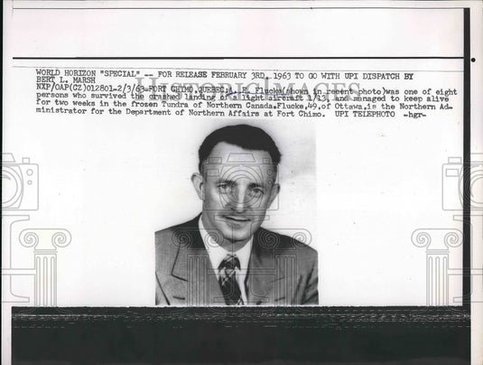 1965 Press Photo Ft Chimo, Quebec, F. Flucke, survived plane crash- Historic Images