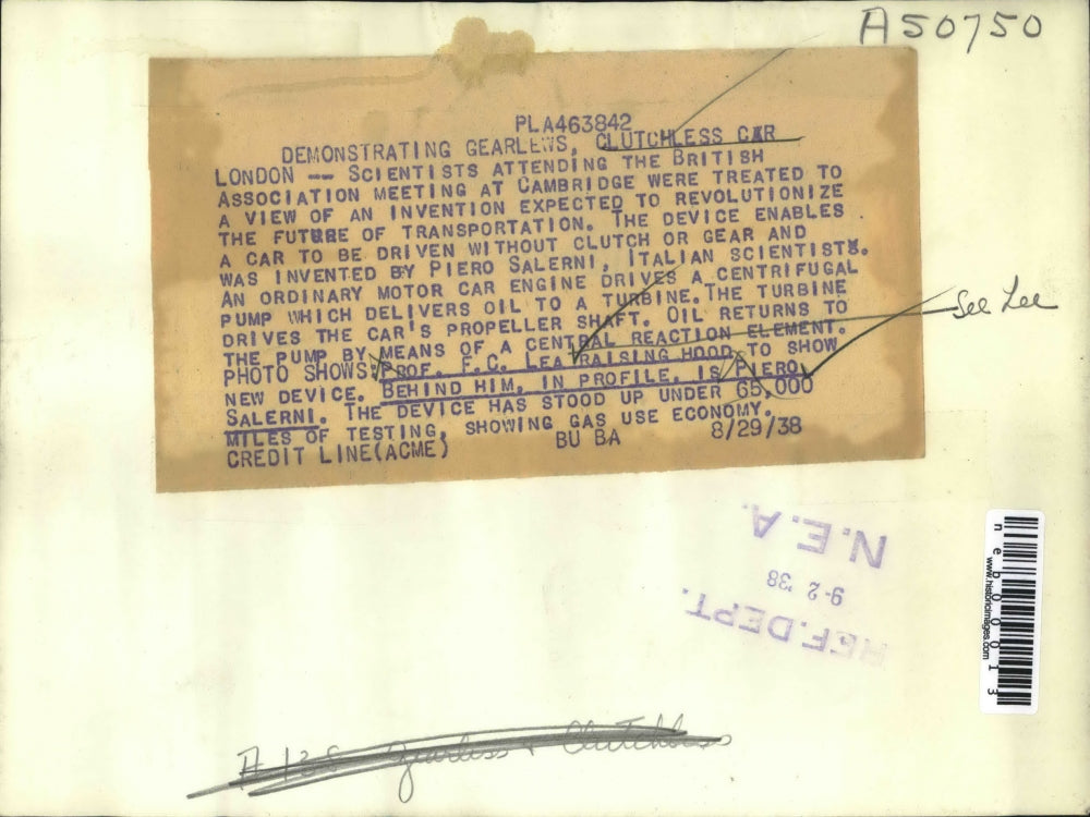 1938 Press Photo Prof. FC Traising Hood,Piero Salerni, scientists