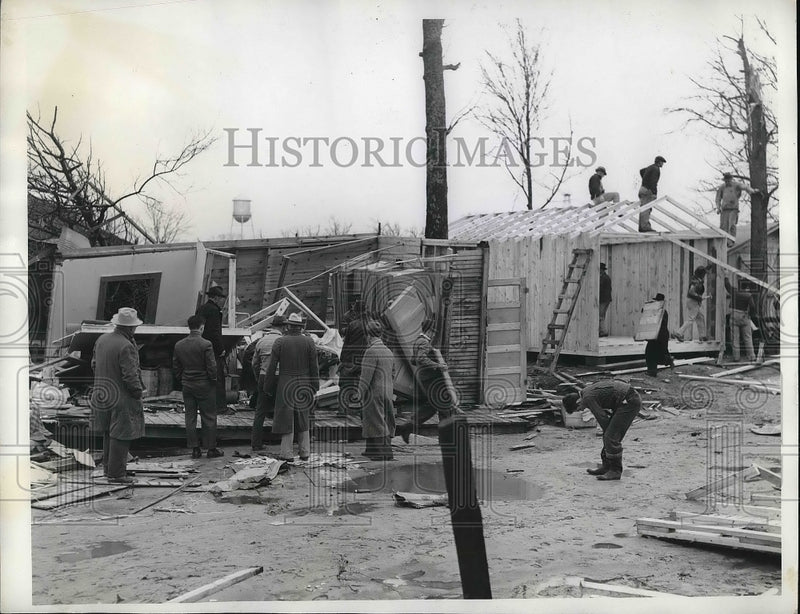 Load image into Gallery viewer, 1938 Press Photo Reconstructing Rodesso Louisiana Tornado Area
