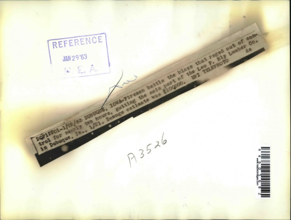 1963 Press Photo Fireman Battle Blaze at Lumber Company