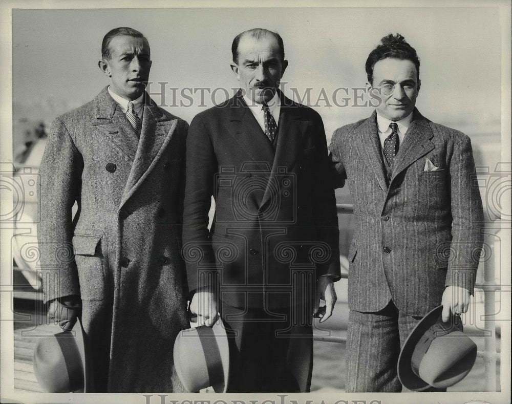 1931 Press Photo Captain Calve, Captain Nobile & Lt Dubreuil- Historic Images